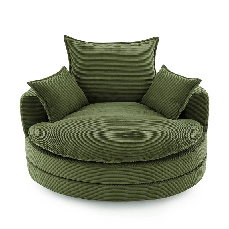 360° Swivel Accent Barrel Chair With Dual Layer Cushion And 3 Removable Pillows by Unique Piece Furniture