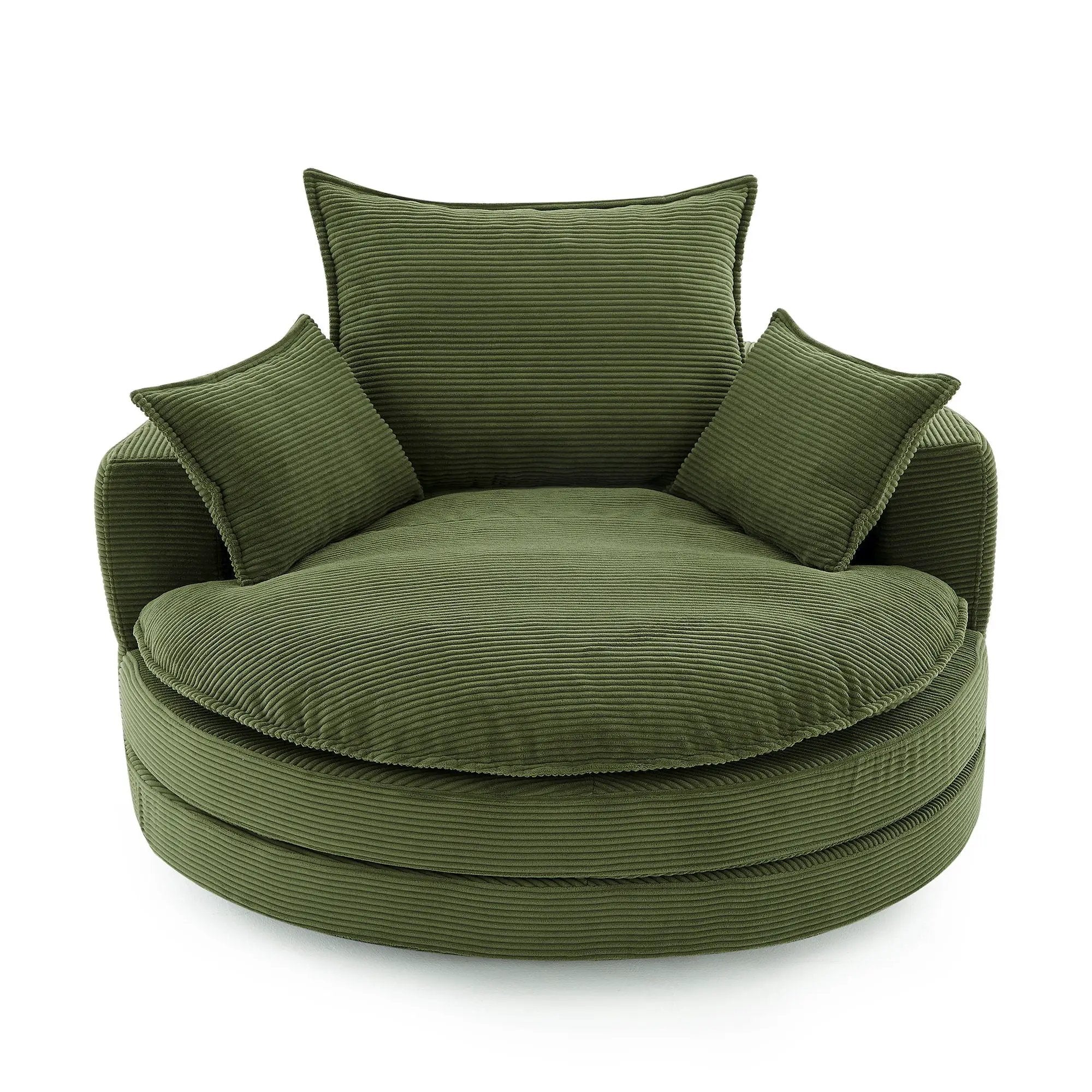 360° Swivel Accent Barrel Chair With Dual Layer Cushion And 3 Removable Pillows by HouseOfZazla