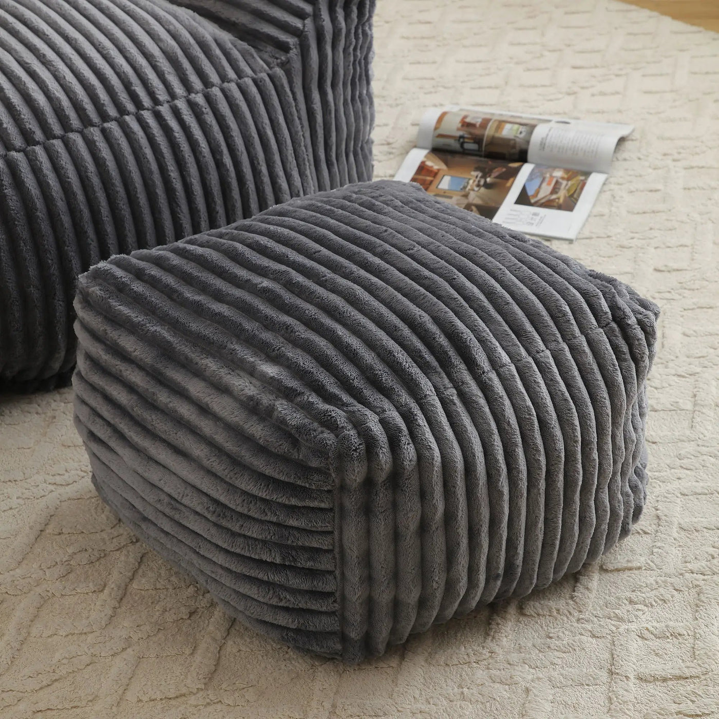 Giant Bean Bag Chair With Armrests And Footstool by HouseOfZazla