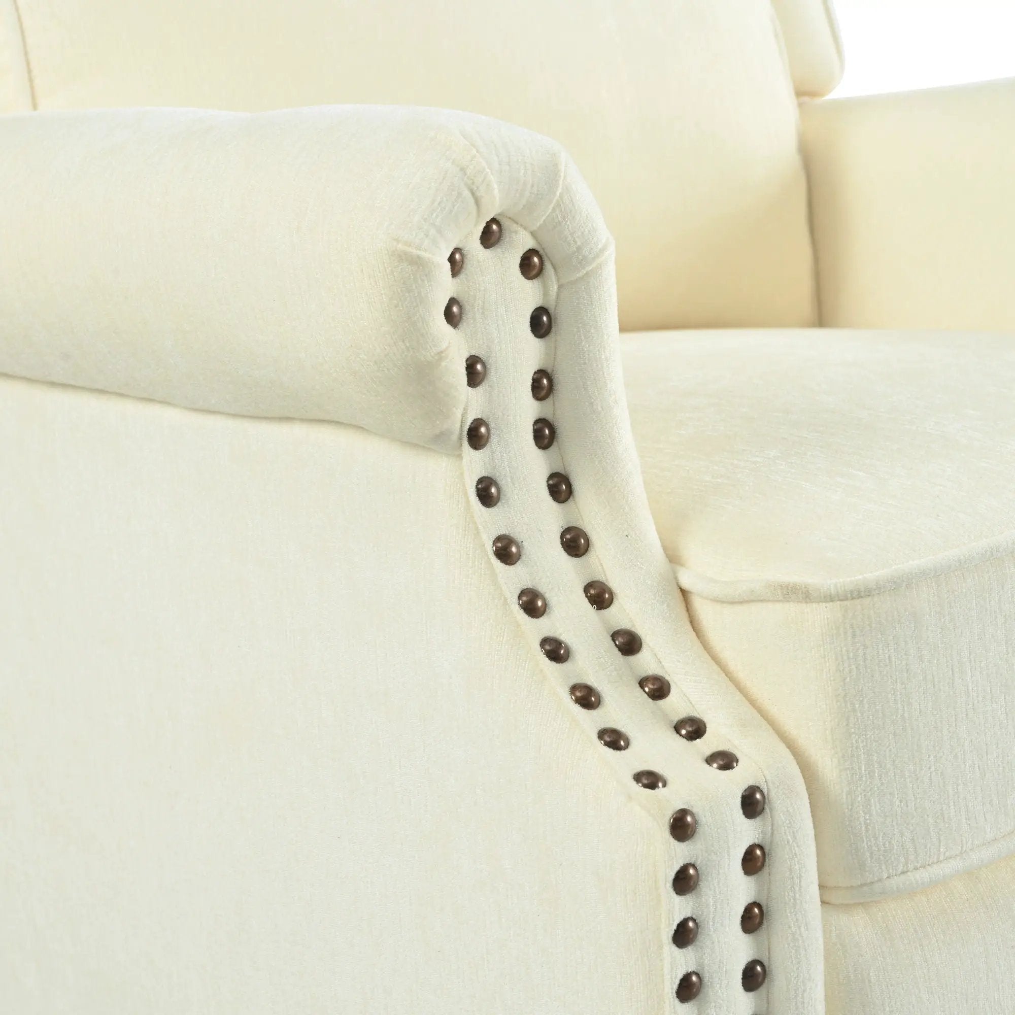 Push Back Recliner Chair Upholstered With Classic Wing Back And Solid Gourd-Shaped Legs