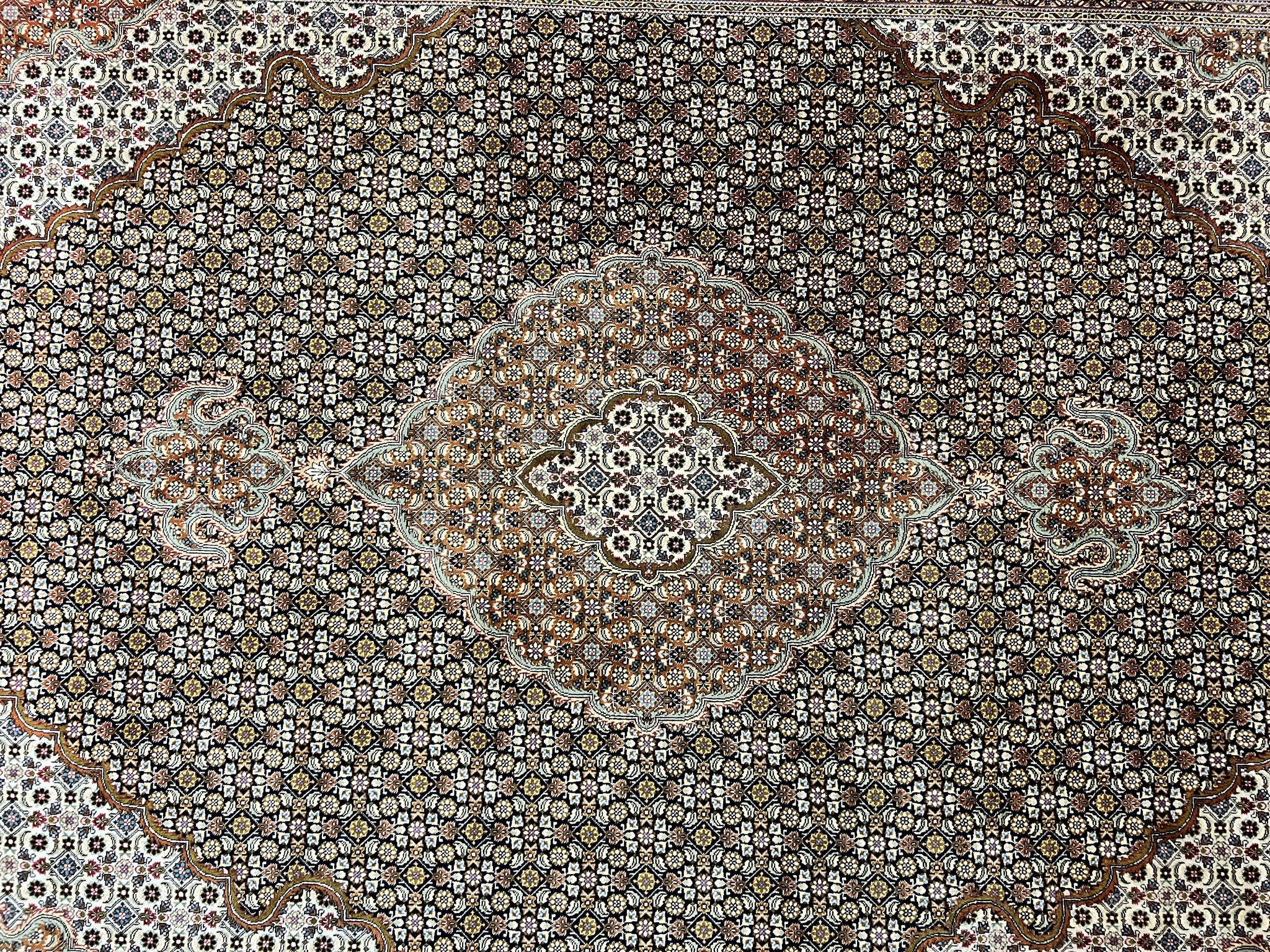 Wonderful Persian Tabriz Rug 7x10 ft, Very Fine 50 Raj 350 KPSI Oriental Carpet, Herati Mahi Pattern, Authentic Hand Knotted Handmade Wool Vintage by Jewel Rugs