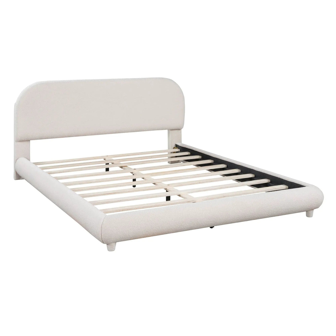 Upholstered Platform Bed With Thick Solid Frame And Stylish Curve-Shaped Design by HouseOfZazla