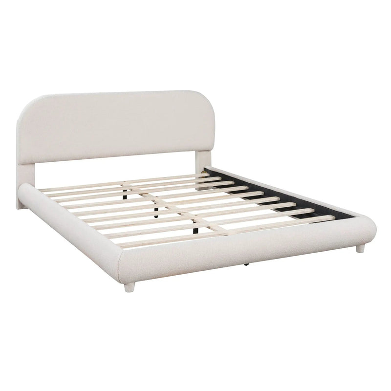 Upholstered Platform Bed With Thick Solid Frame And Stylish Curve-Shaped Design by Unique Piece Furniture