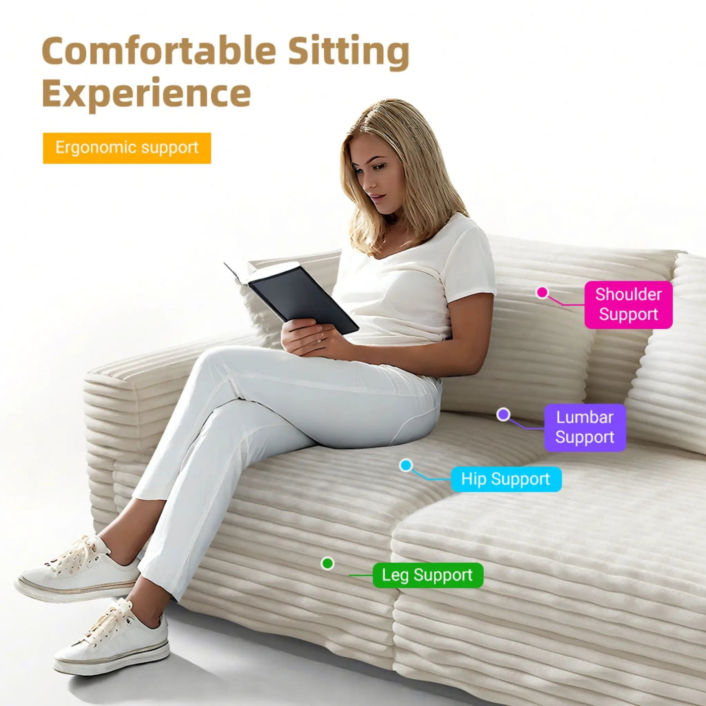 Deep Seat Convertible Sofa With Soft Pillows And Ottomans by HouseOfZazla
