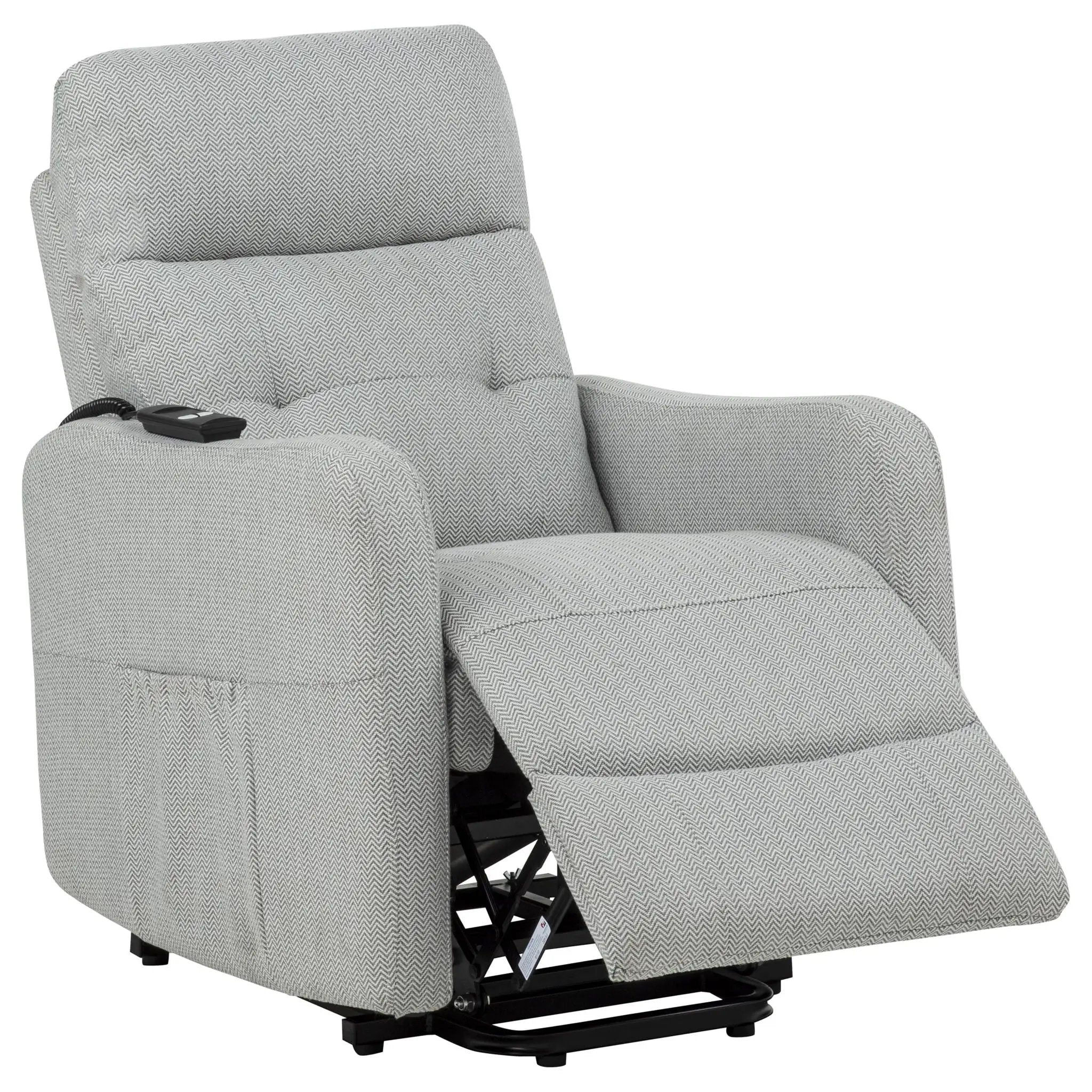 Dayes Upholstered Power Lift Recliner Chair Light Grey by Unique Piece Furniture