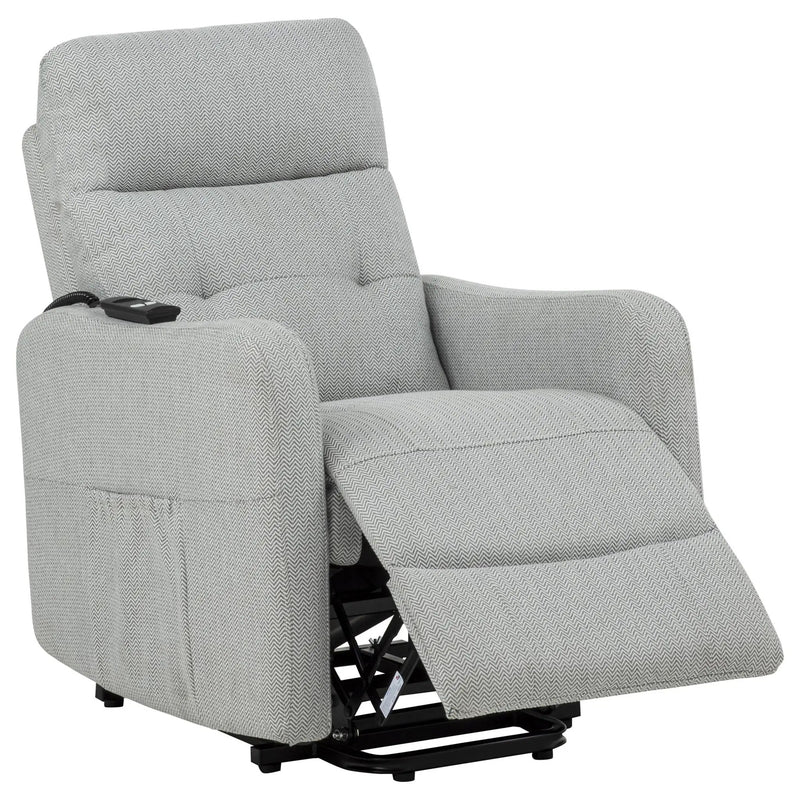 Dayes Upholstered Power Lift Recliner Chair Light Grey by Unique Piece Furniture