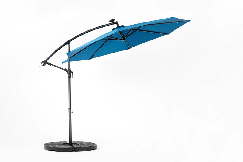 10ft Solar LED Offset Hanging Market Patio Umbrella in Dark Blue (No Base) by HouseOfZazla