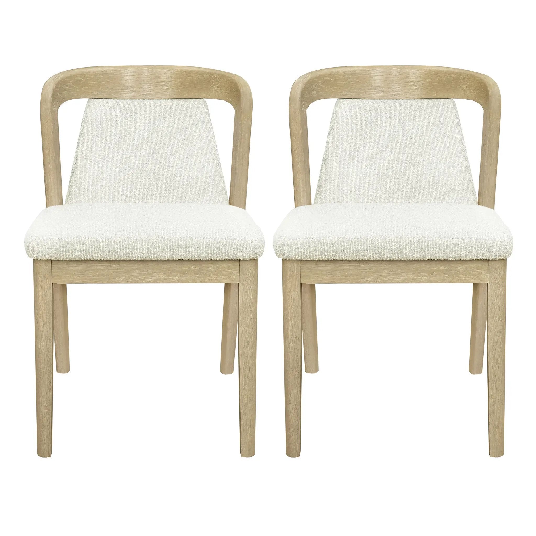 Upholstered Backrest Armless Dining Chairs (Natural Ash + Beige) by HouseOfZazla