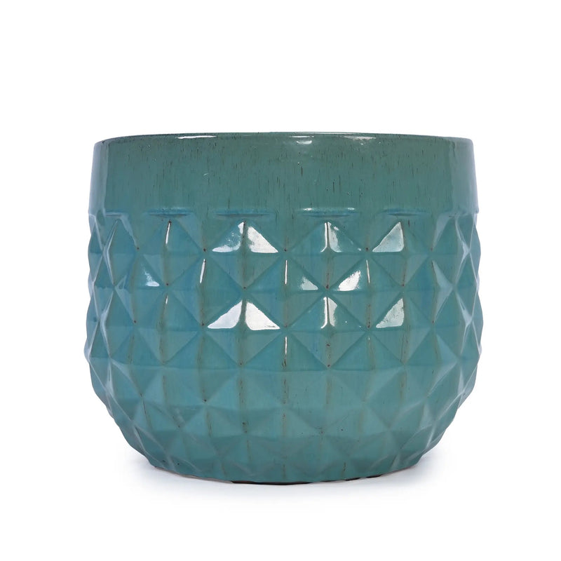 Handmade Ceramic Planter Pots Set of 3, Vintage Turquoise by HouseOfZazla