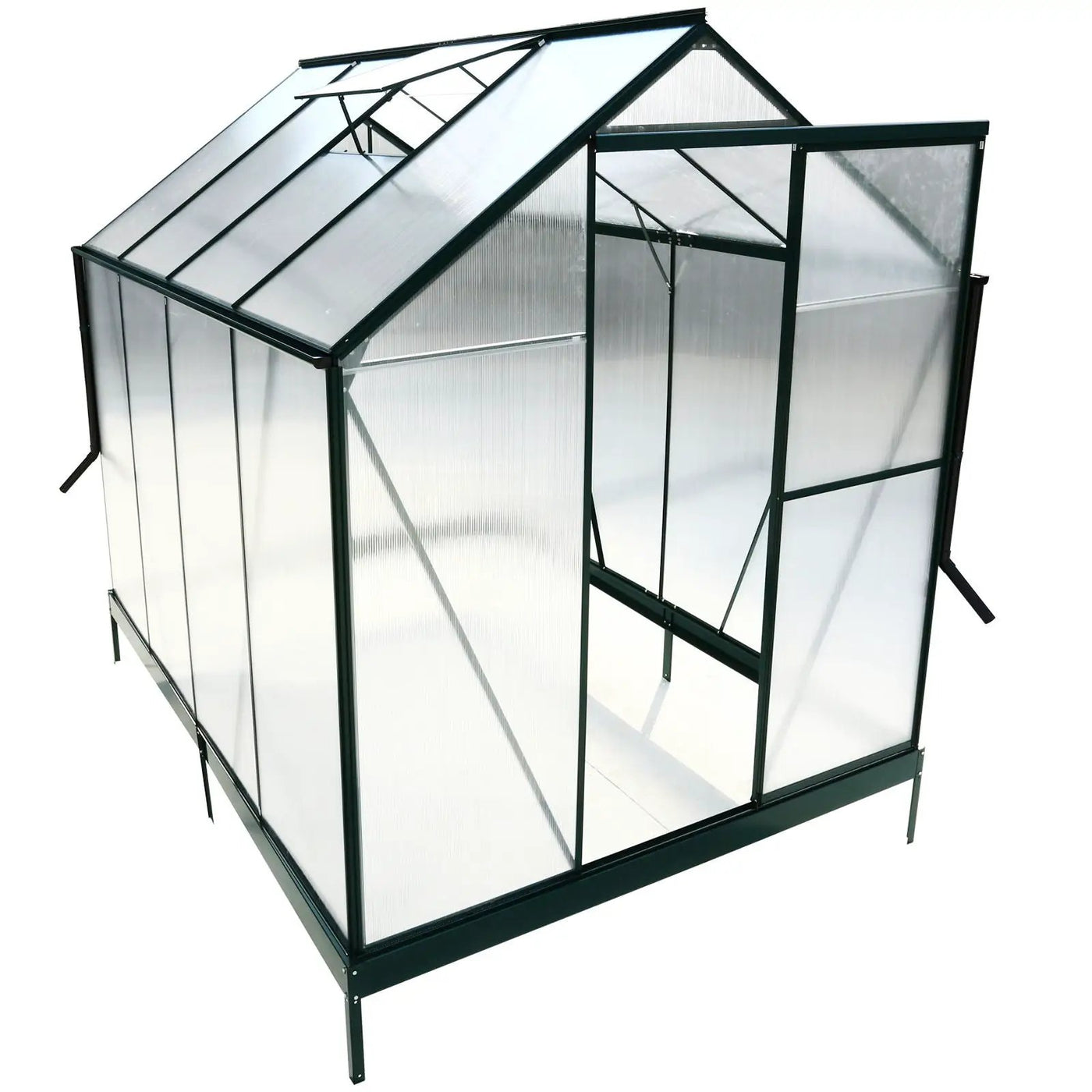 Polycarbonate house, Heavy Duty Outdoor Aluminum Walk-In House Kit With Rain Gutter, Vent And Door For Backyard Garden by HouseOfZazla