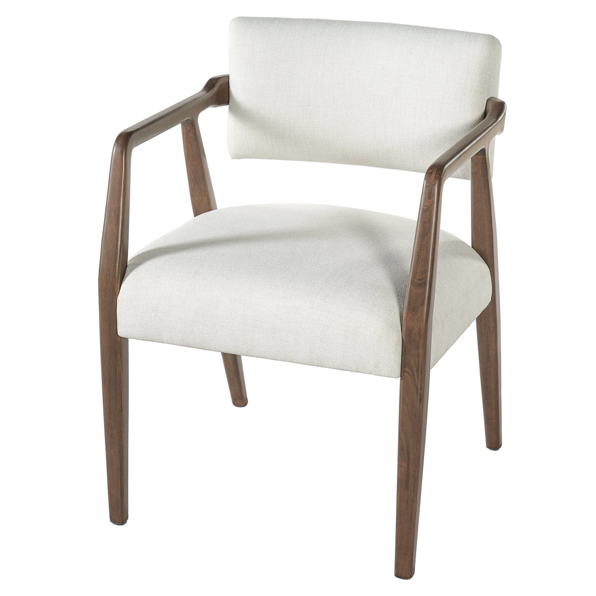 Mid-Century Rubber Wood Upholstered Dining Armchair Set of 2 - Beige, photo 9 of 10