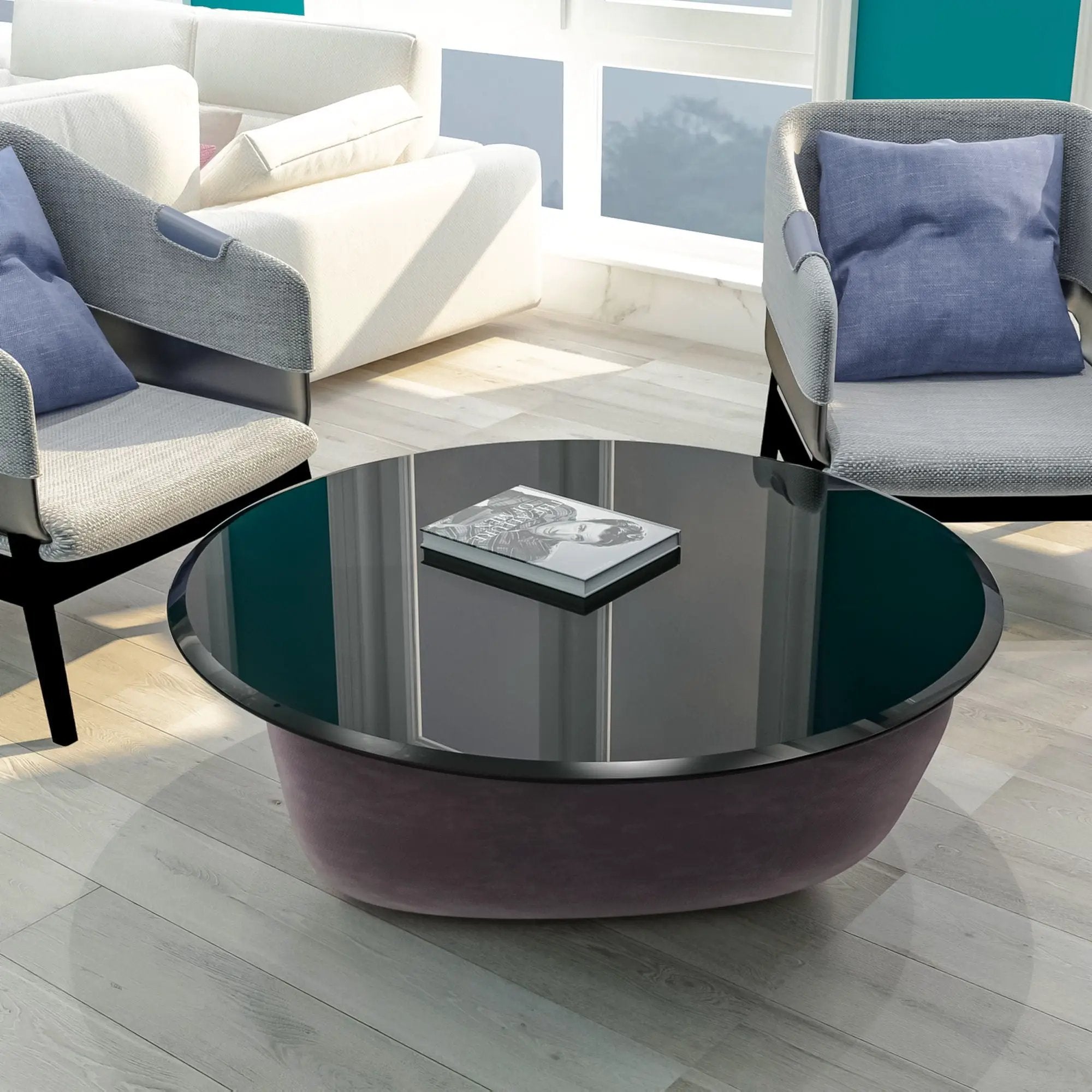 38.6" Round Tempered Glass Table Top Glass Beveled Polished Edge by HouseOfZazla