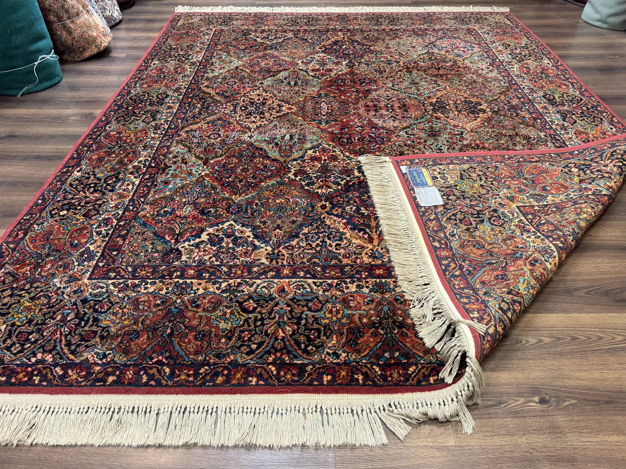Karastan Rug 8.8 x 10.6, Multicolor Panel Kirman Rug #717, Original 700 Series, Wool by Jewel Rugs