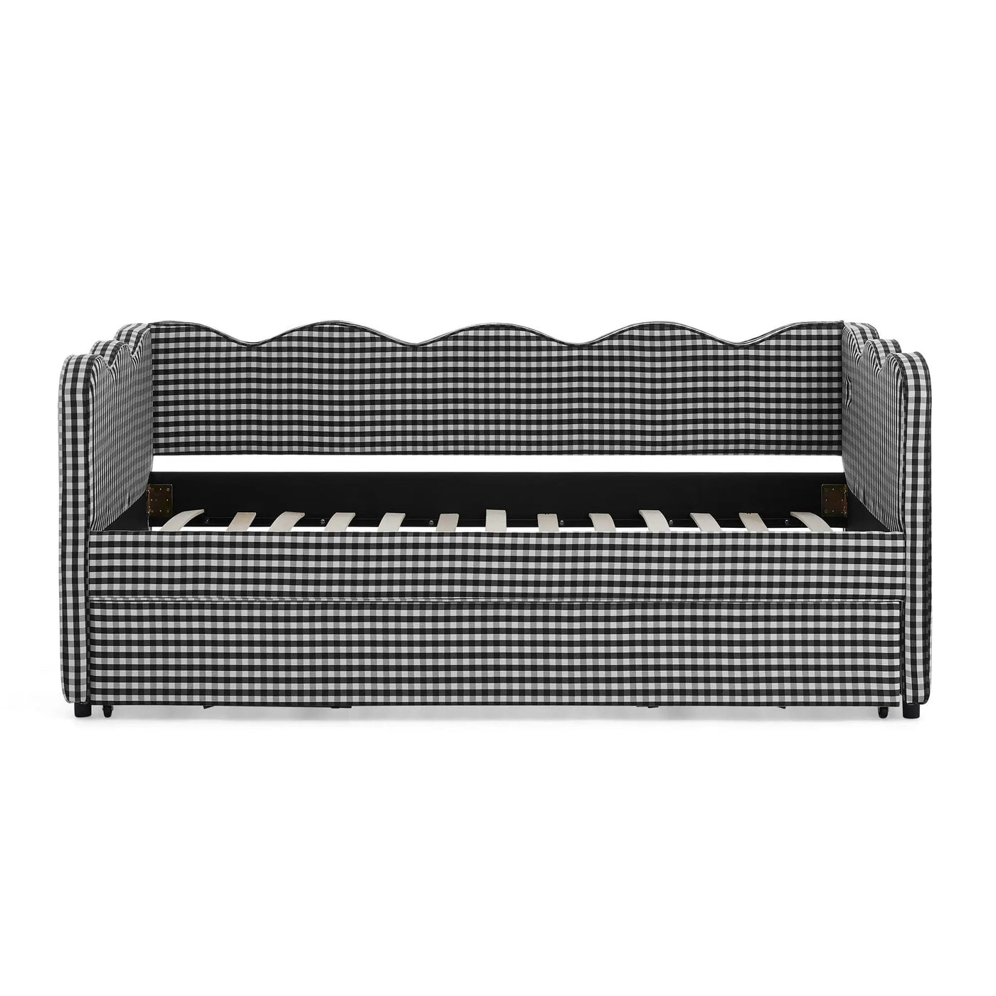 Gingham Daybed With USB Charging Port, Wave Shaped Design by HouseOfZazla