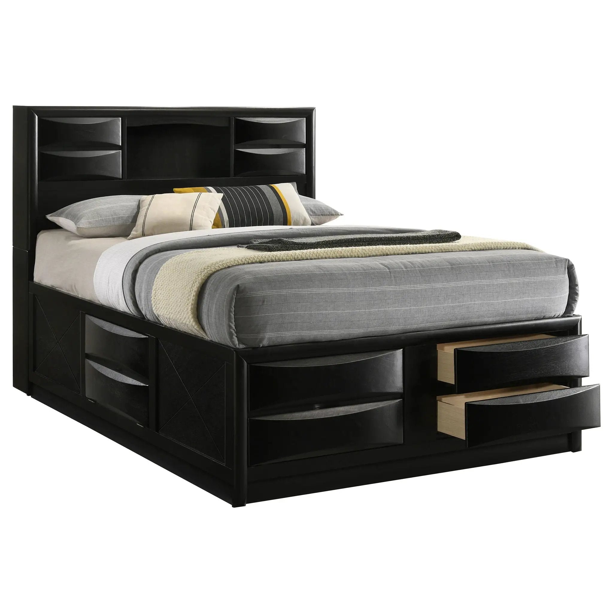 Briana Wood Queen Storage Bookcase Bed Black by Unique Piece Furniture