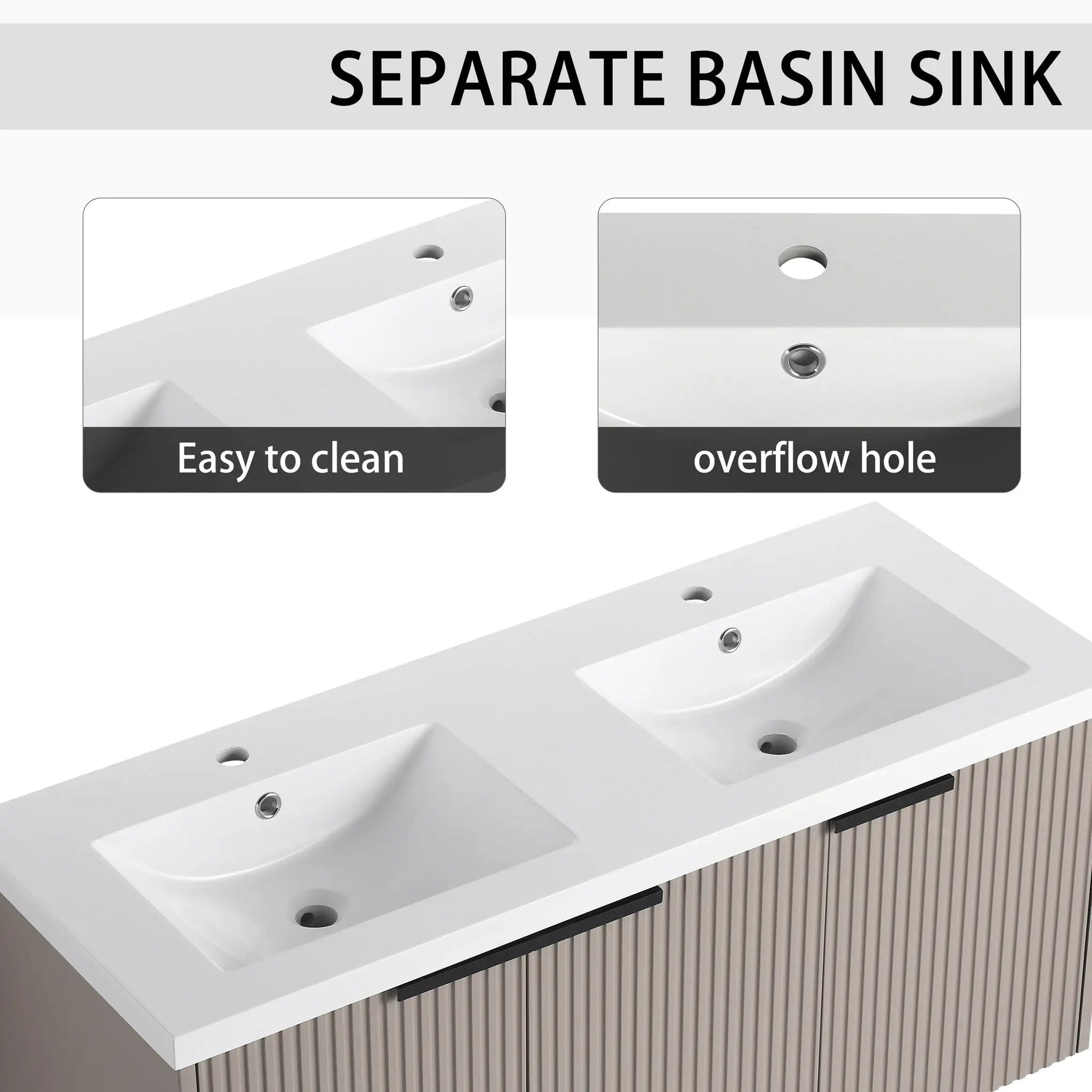 Contemporary Wall Mounted Bathroom Vanity With Resin Double Sink by Unique Piece Furniture
