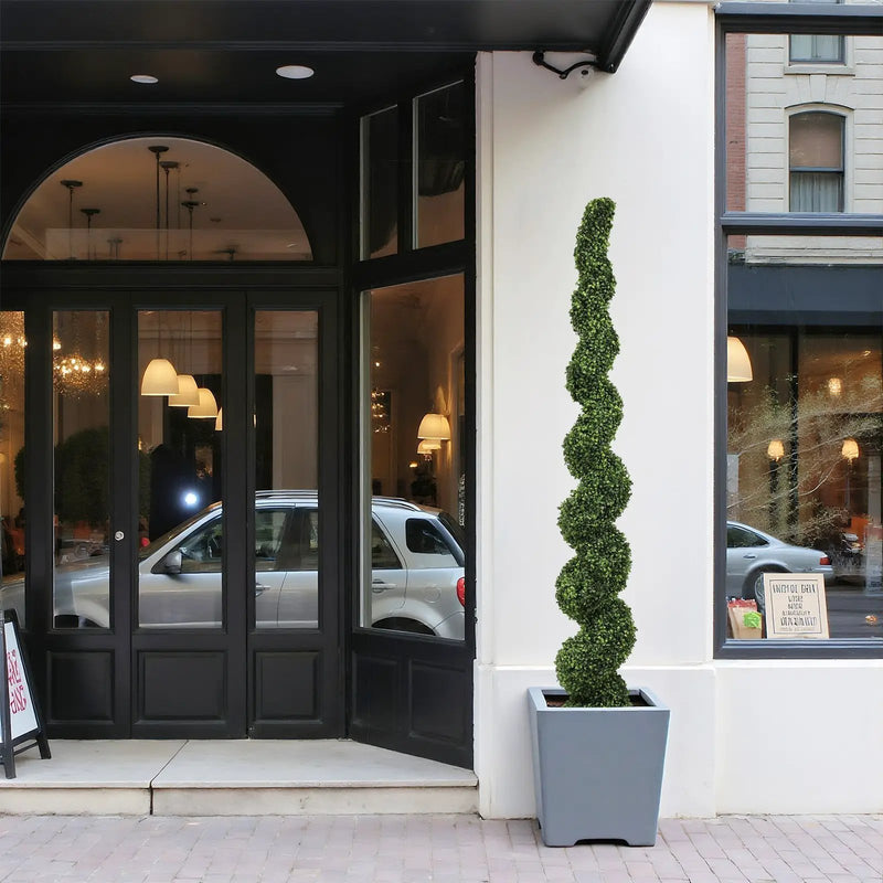 7FT Spiral Topiary Trees Artificial Outdoor Faux Boxwood Plants by HouseOfZazla