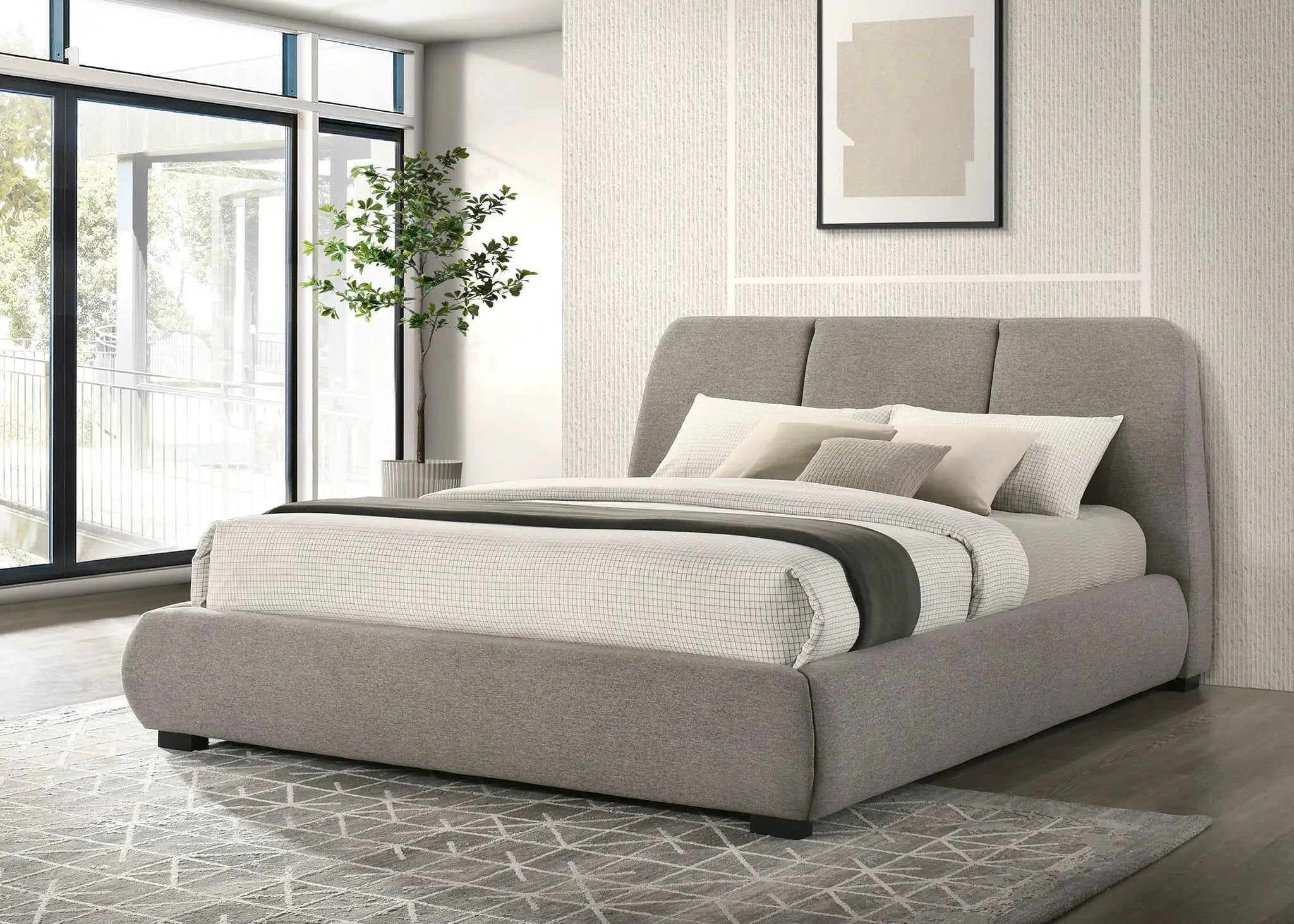Mokena 46-inch Upholstered California King Platform Bed Taupe by Unique Piece Furniture