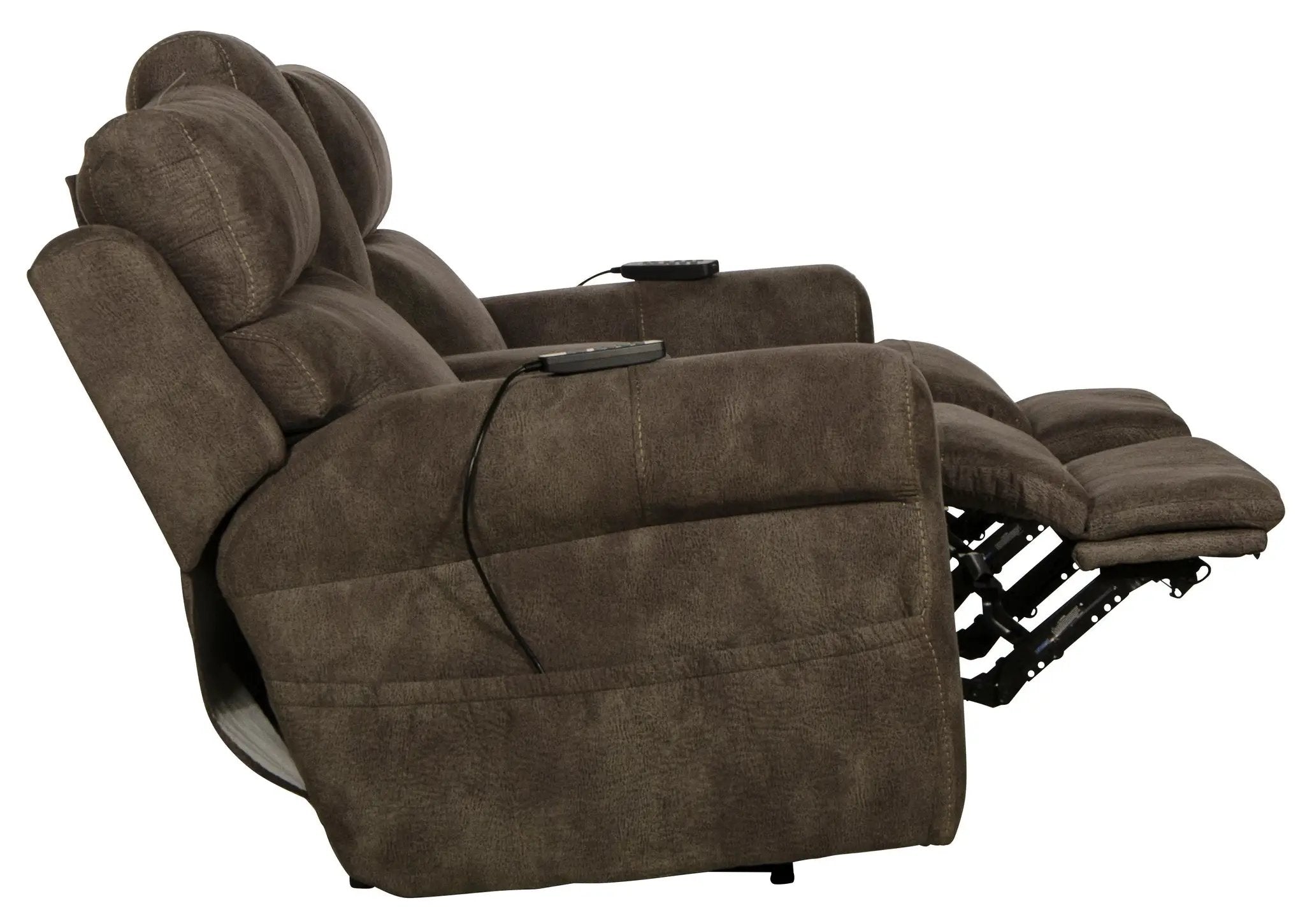 Tranquility - Power Headrest Power Lay Flat Reclining Cons Loveseat With CR3 Heat / Massage / Lumbar - Pewter by Unique Piece Furniture