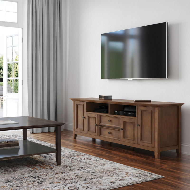 Amherst - Wide TV Media Stand - Rustic Natural Aged Brown by HouseOfZazla