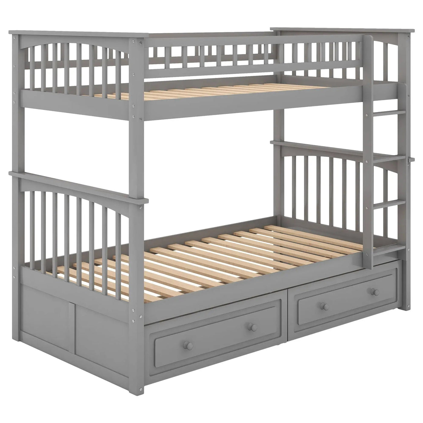 Twin Over Twin Bunk Bed With Drawers, Convertible Beds by HouseOfZazla