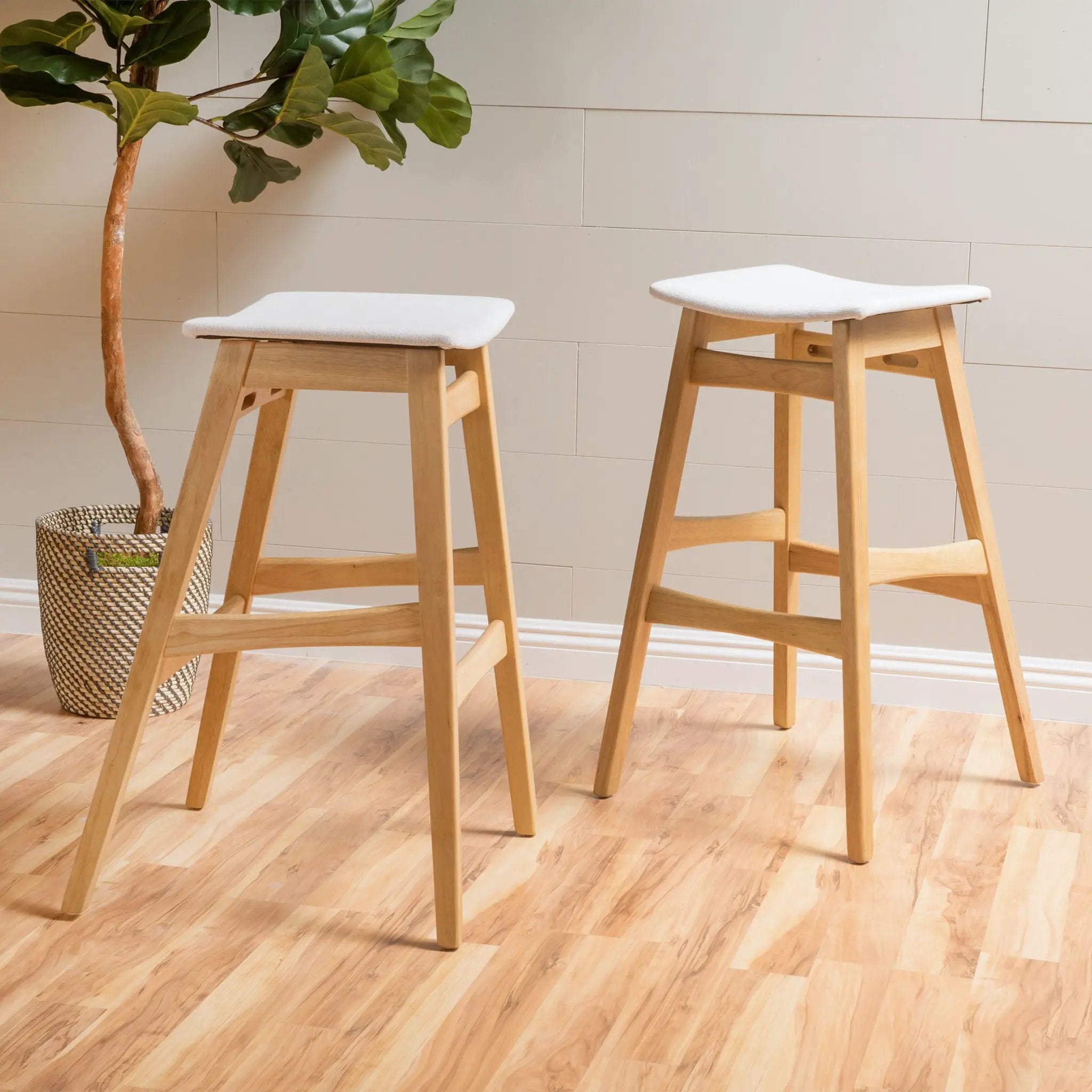 Modern Bar Stool Set With Upholstered Seating by HouseOfZazla