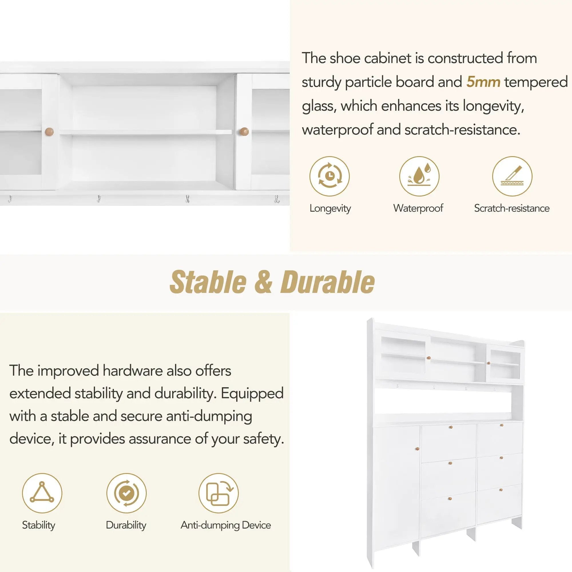 On Trend Multifunctional Tipping Bucket Shoe Cabinet With Storage Shelf & 6 Flip Drawers by HouseOfZazla