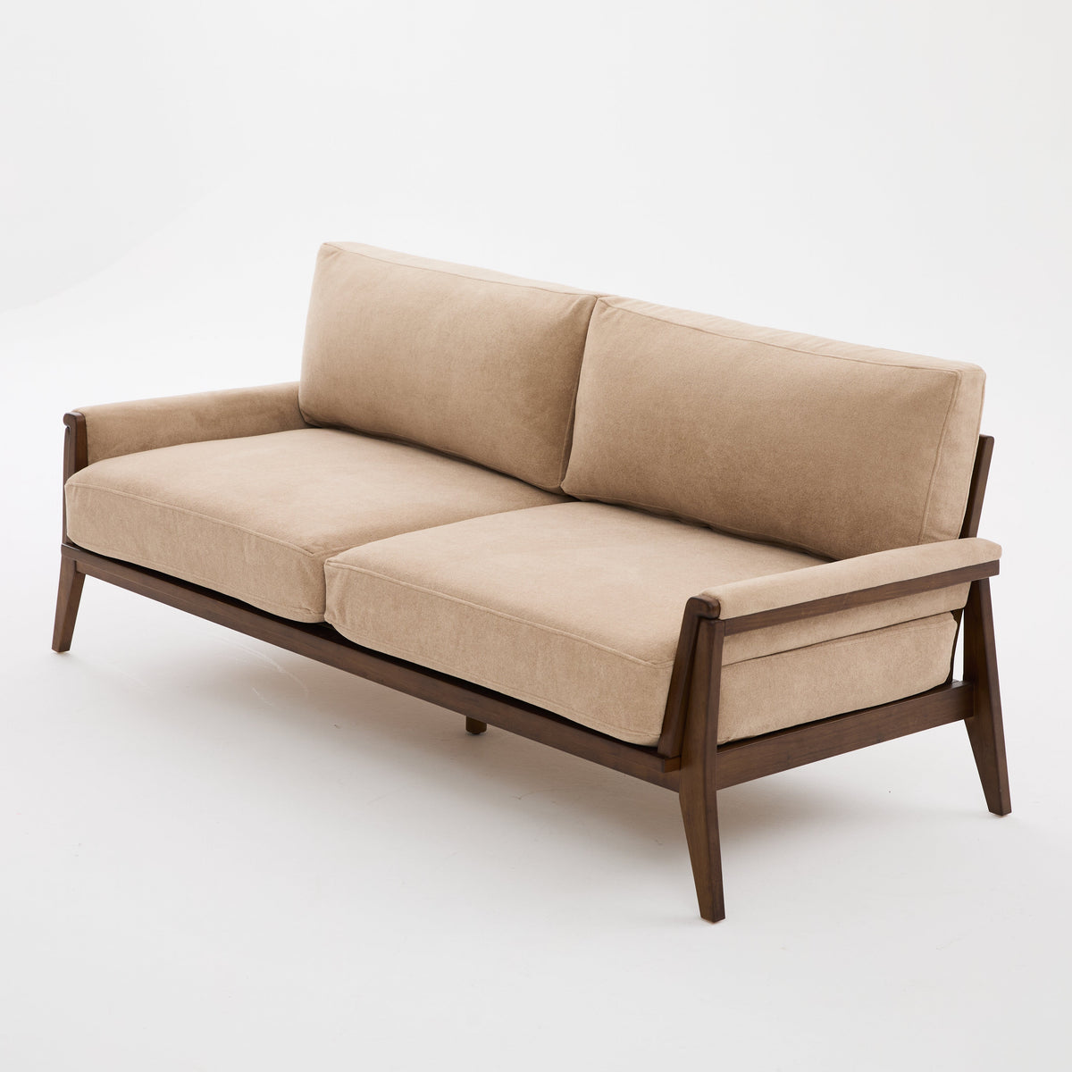 Mid-Century Modern Velvet Fabric Sofa, photo 9 of 10