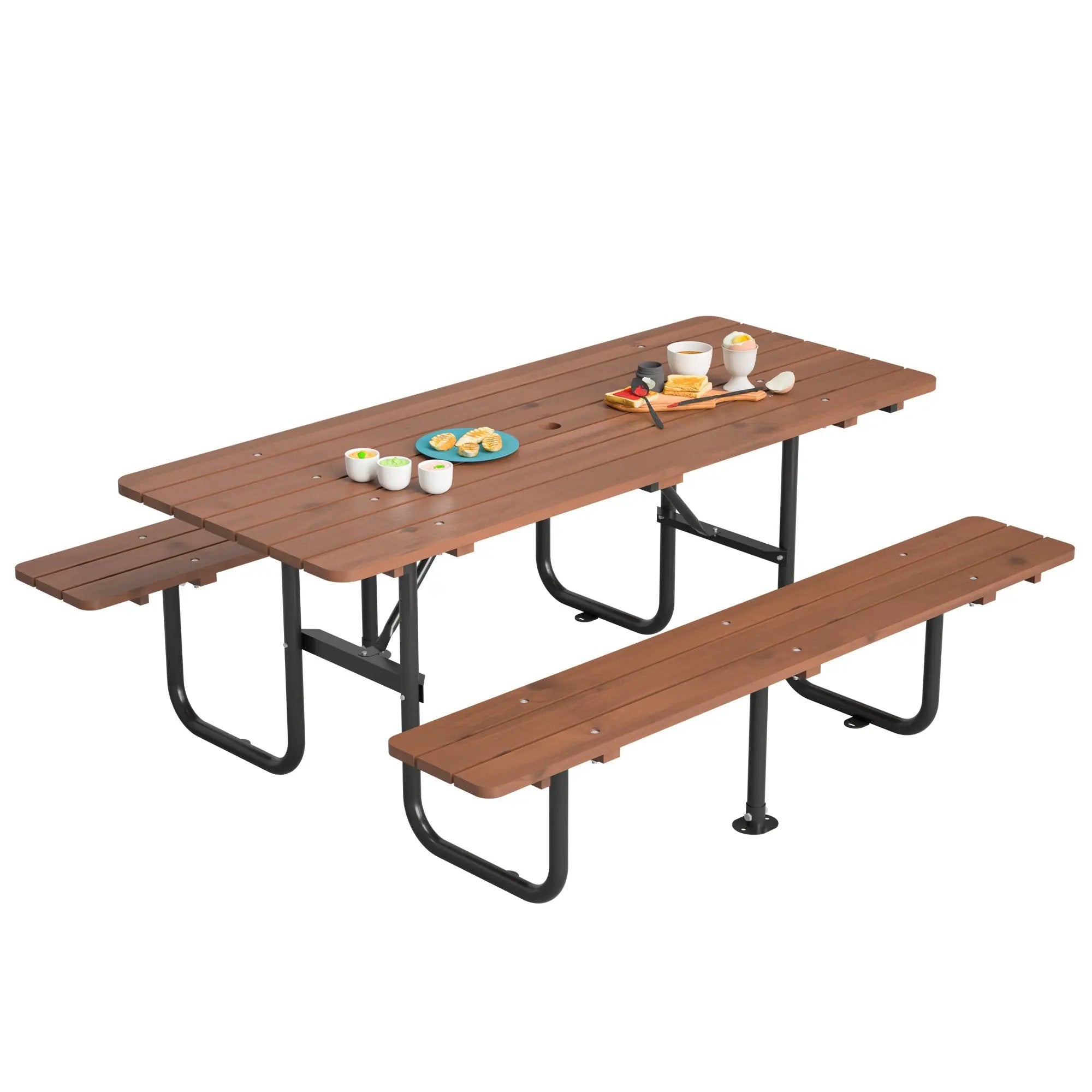 72" Rectangular Outdoor Picnic Table for 6 Person by HouseOfZazla