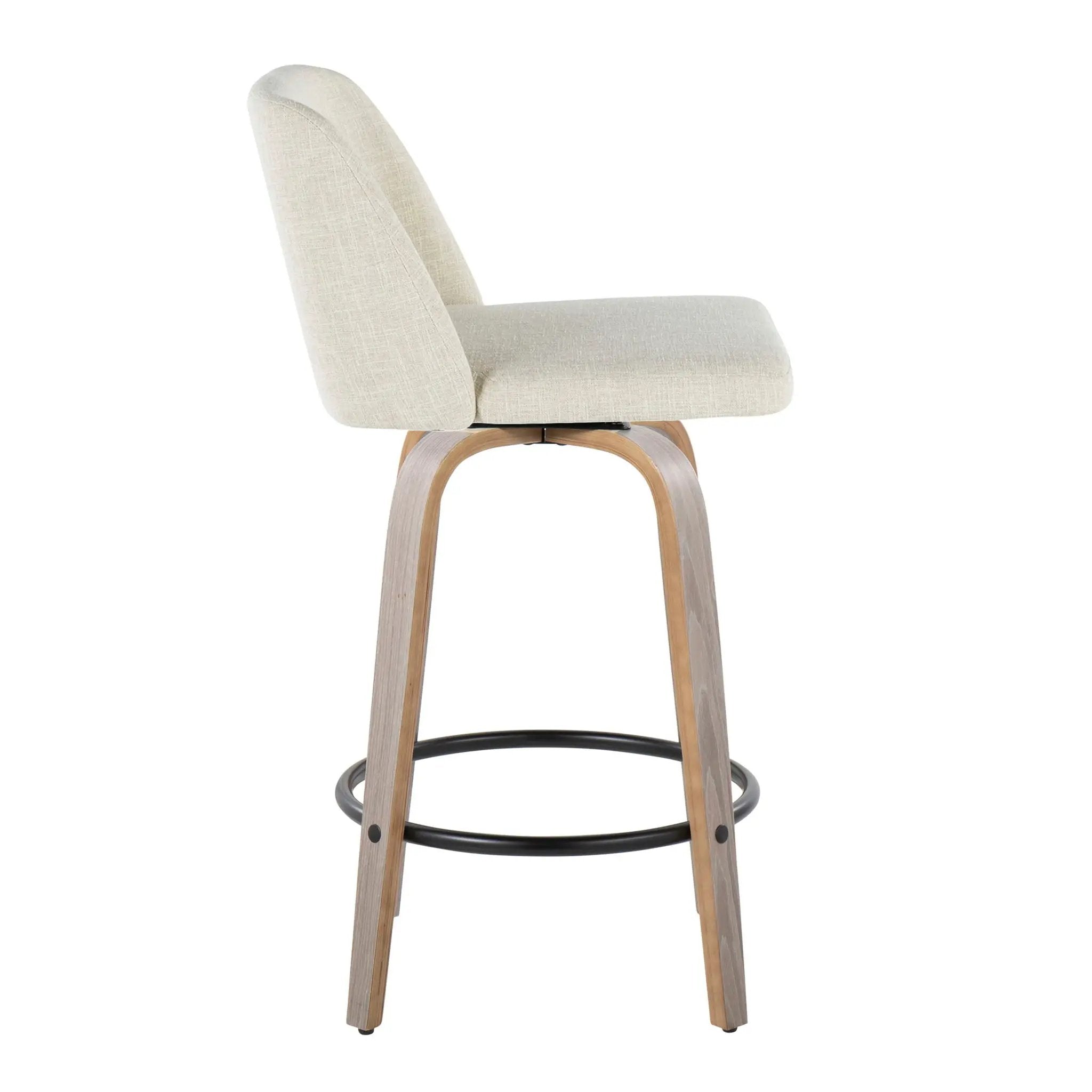 Toriano - Contemporary Fixed Height Counter Stool Swivel & Round Footrest (Set of 2) by Unique Piece Furniture
