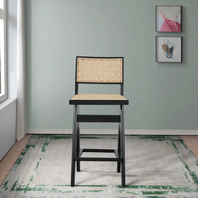 Keira - Bar Stool (Set of 2) - Black / Rattan by HouseOfZazla