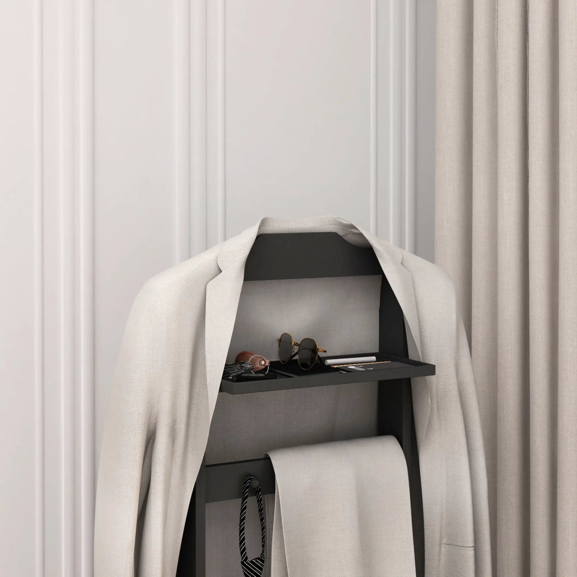 Accent Portable Garment Rack, Clothes Valet Stand With Storage Organizer by HouseOfZazla