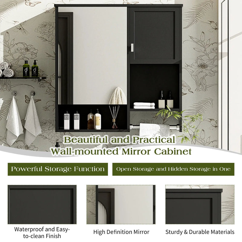 Modern Wall Mounted Bathroom Medicine Cabinet, Bathroom Wall Storage Cabinet With Mirror by HouseOfZazla