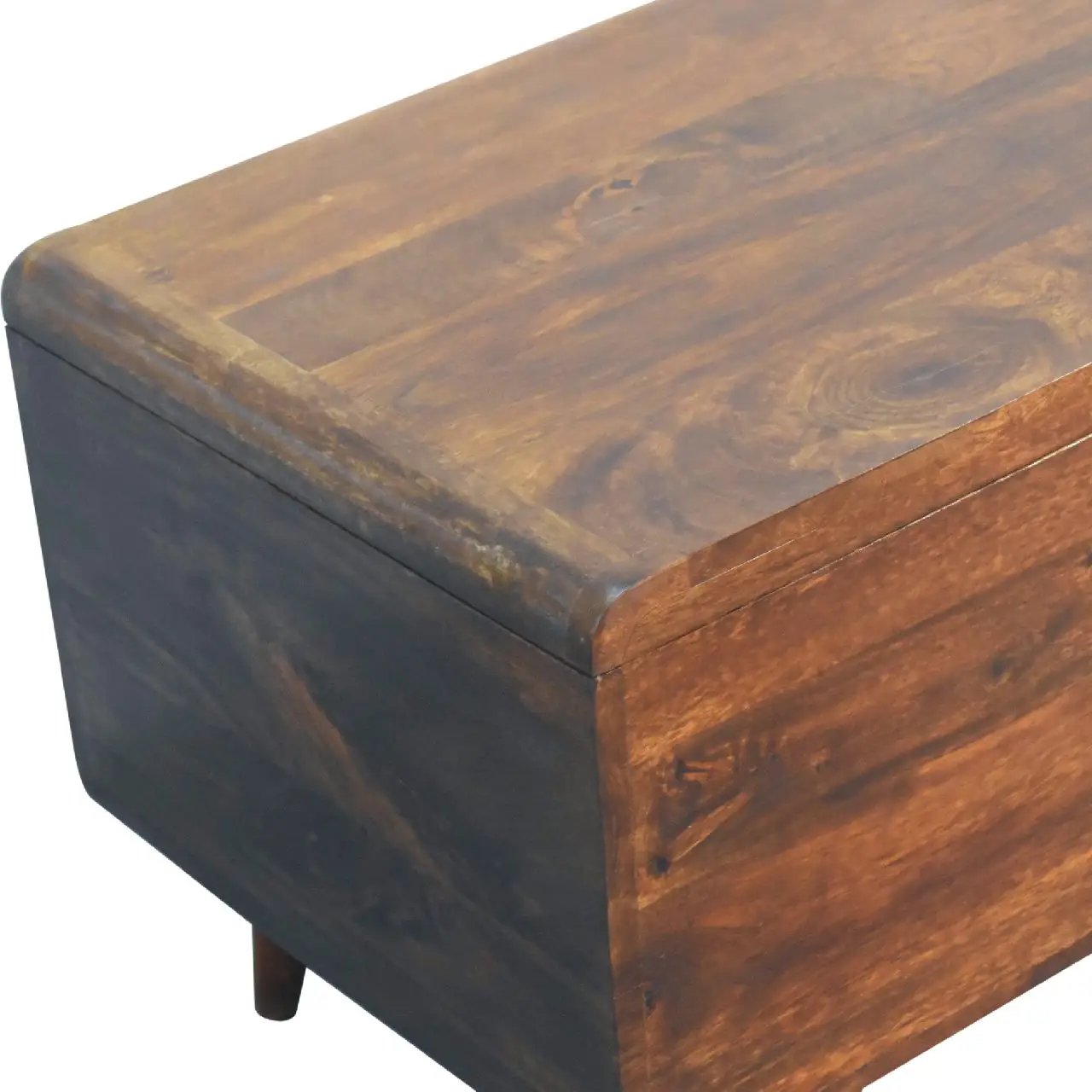 Solid Wood Curved Chestnut Blanket Box by HouseOfZazla