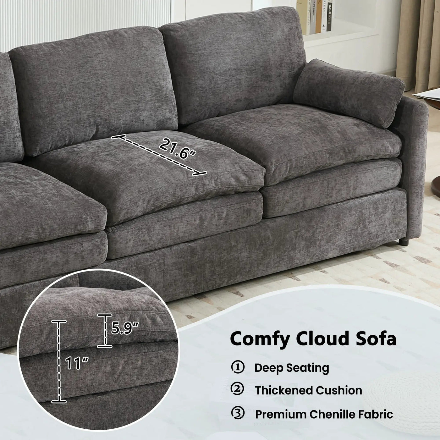 Cozy Upholstered 3 Seater Sofa Cushion For Living Room by HouseOfZazla