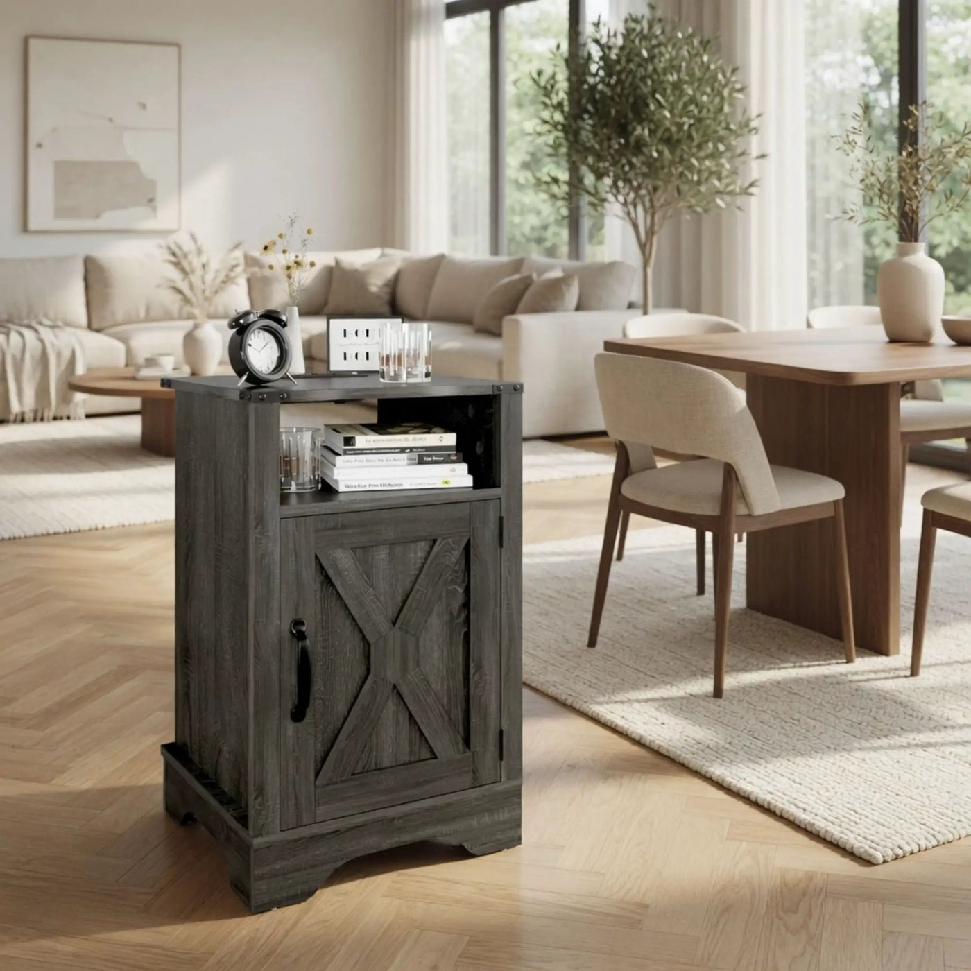 Farmhouse Nightstand, Charging Station & Storage by HouseOfZazla
