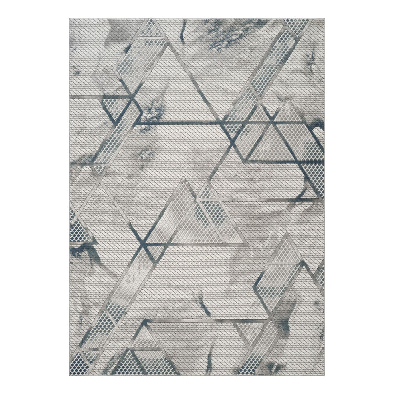 Geometric 3D Effect Area Rug with Contemporary Design - Ivory / Gray
