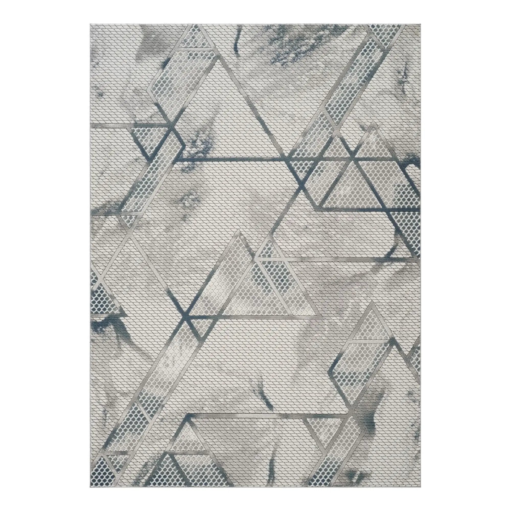Geometrix - 5'3" X 7'3" Area Rug & Geometric, 3D Effect - Ivory / Gray by Unique Piece Furniture