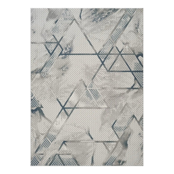Geometrix - 5'3" X 7'3" Area Rug & Geometric, 3D Effect - Ivory / Gray