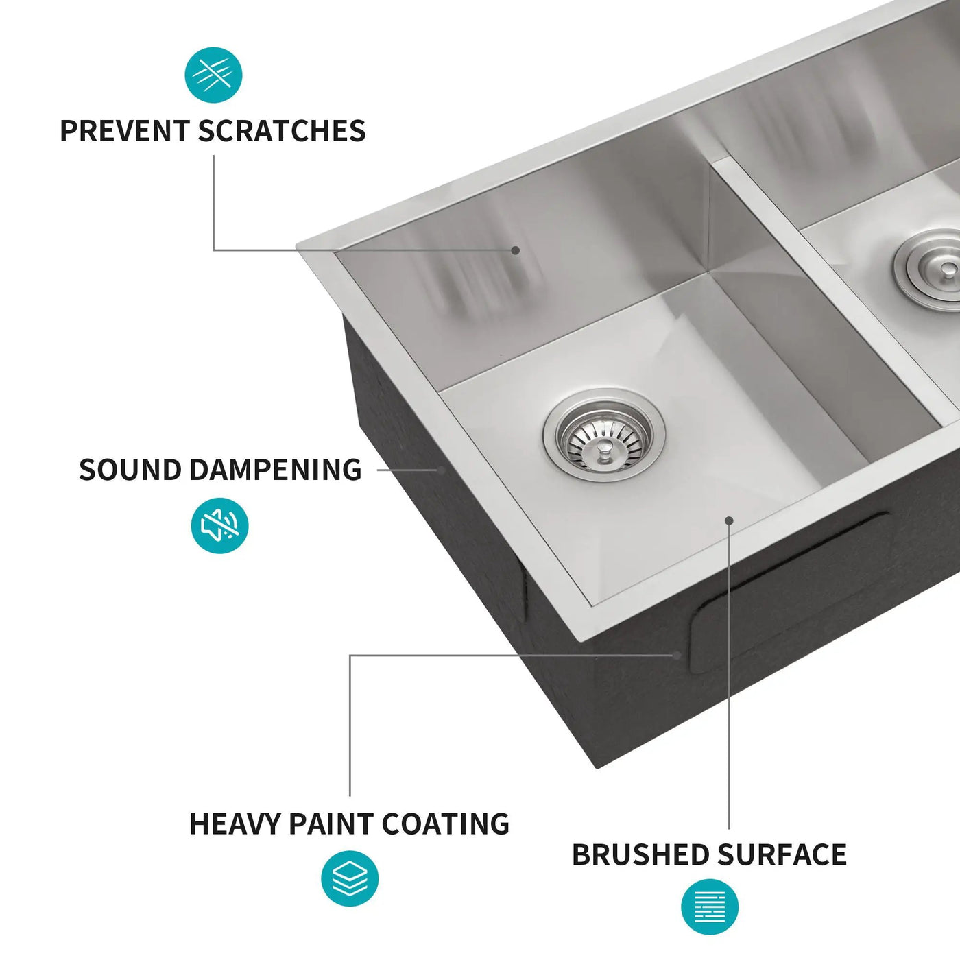 Modern Double Bowl Undermount Sink Design With 10" Deep Basins by HouseOfZazla