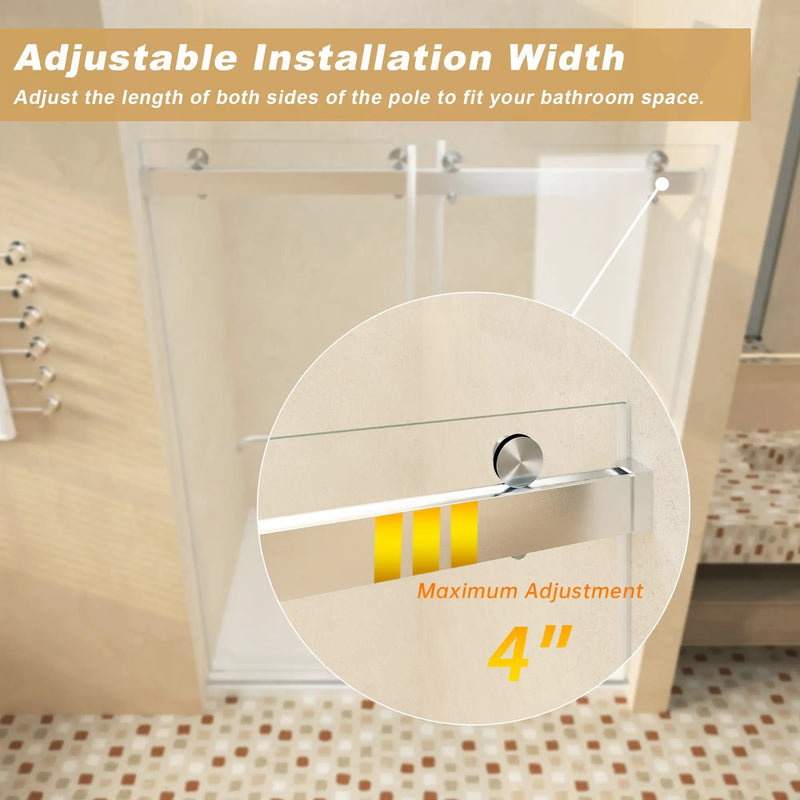 Frameless Sliding Glass Shower Doors 56-60" Width x 76" Height by HouseOfZazla