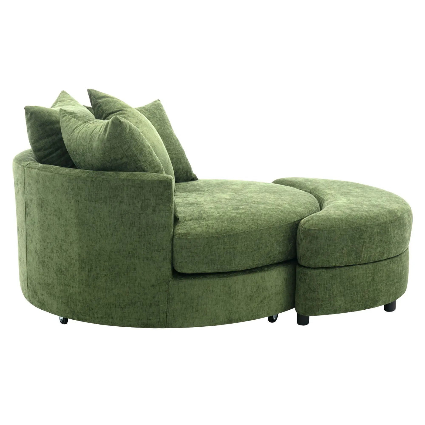 360° Swivel Accent Barrel Chair With Storage Ottoman & 4 Pillows, Modern Leisure Chair Round Accent For Living Room by HouseOfZazla