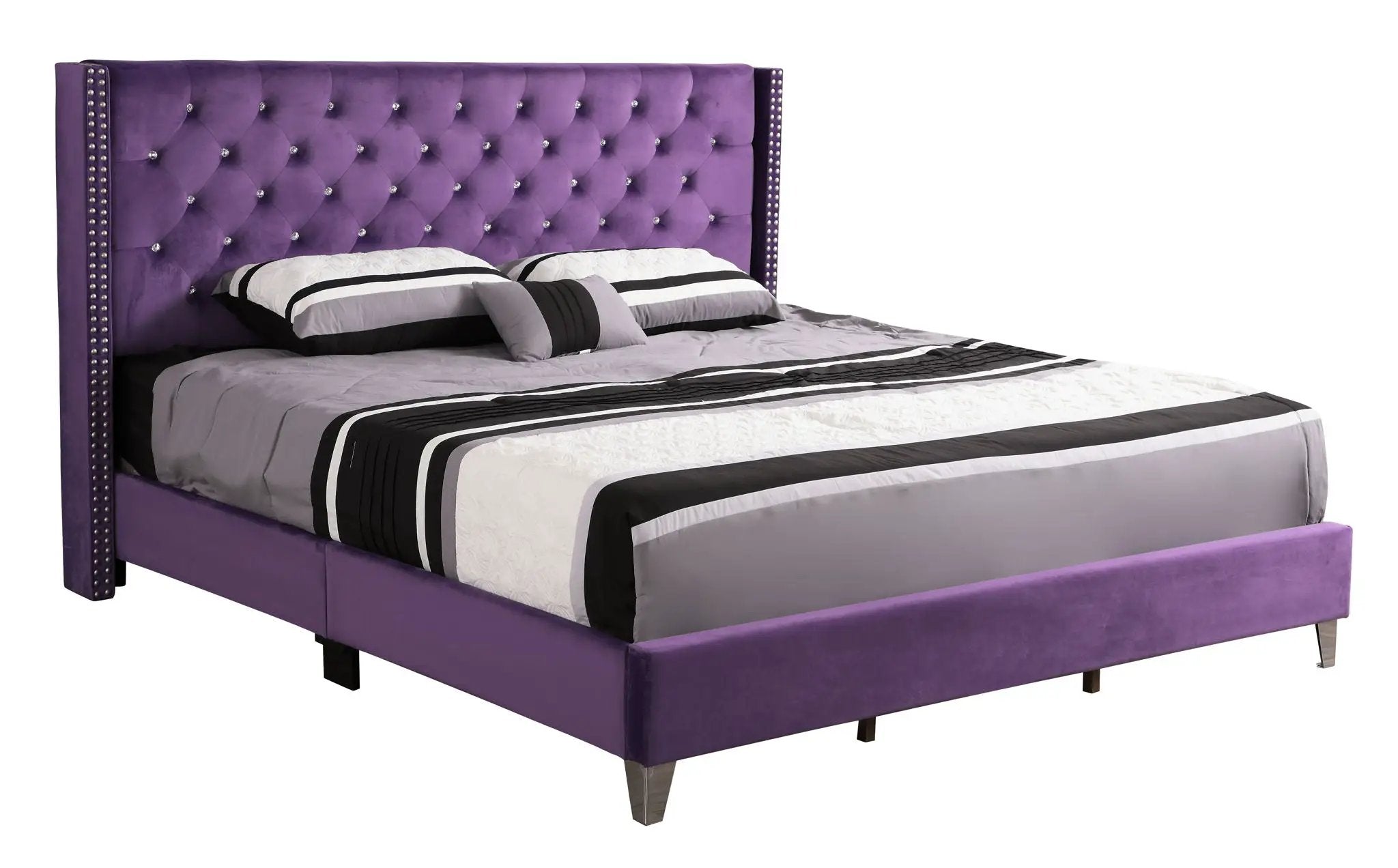 Upholstered Nailhead Trim Chic Bed by Unique Piece Furniture