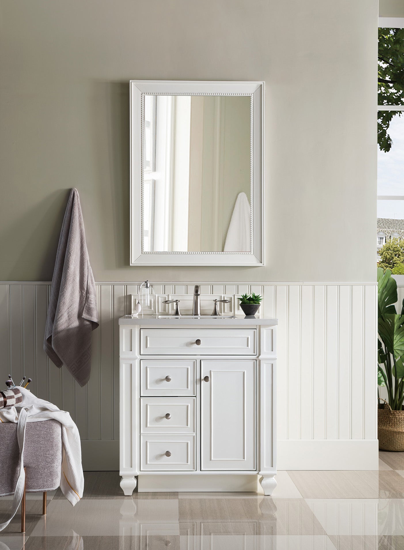 James Martin Bristol 30" Single Bathroom Vanity, Bright White by James Martin
