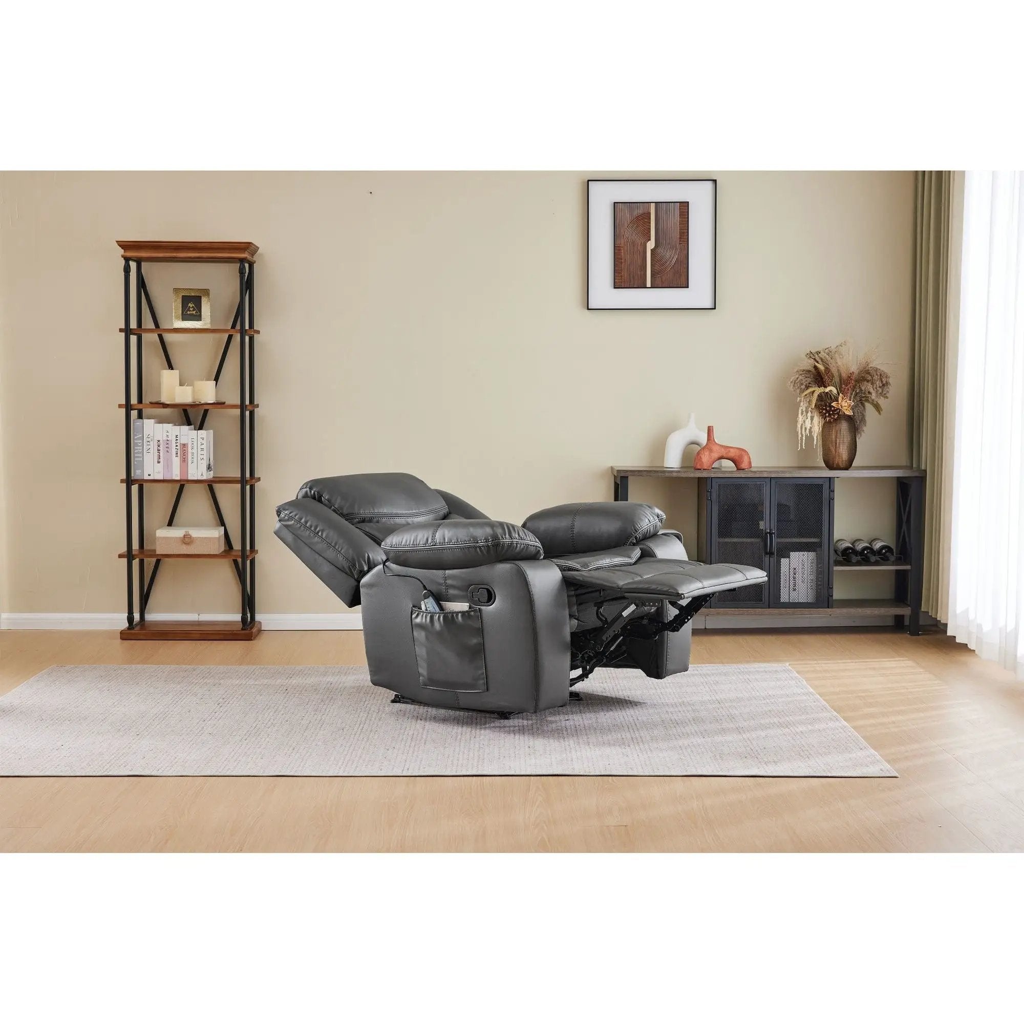 Recliner Chair With Vibration And Heating - Gray by HouseOfZazla