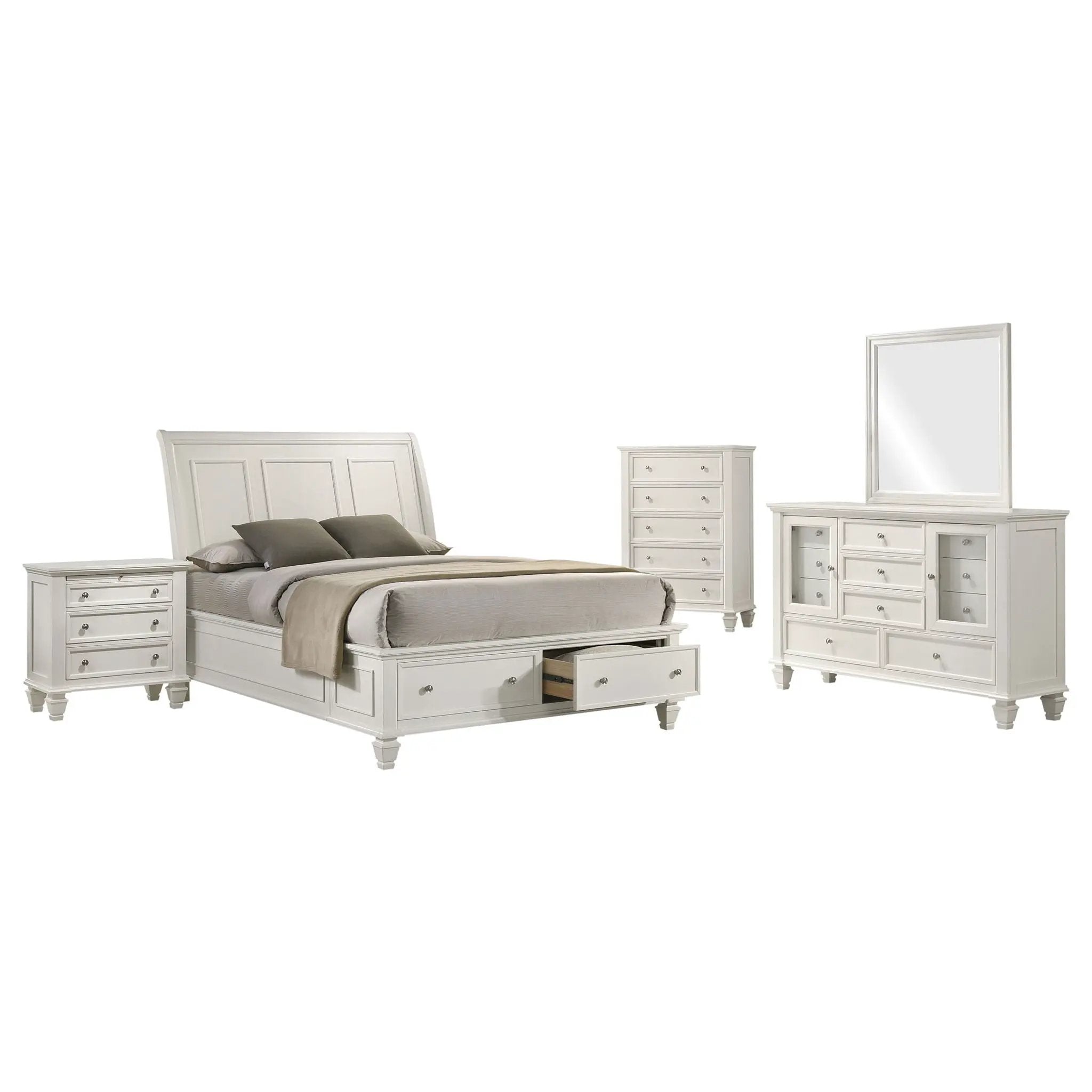 Sandy Beach 5-piece Eastern King Bedroom Set Cream White by Unique Piece Furniture