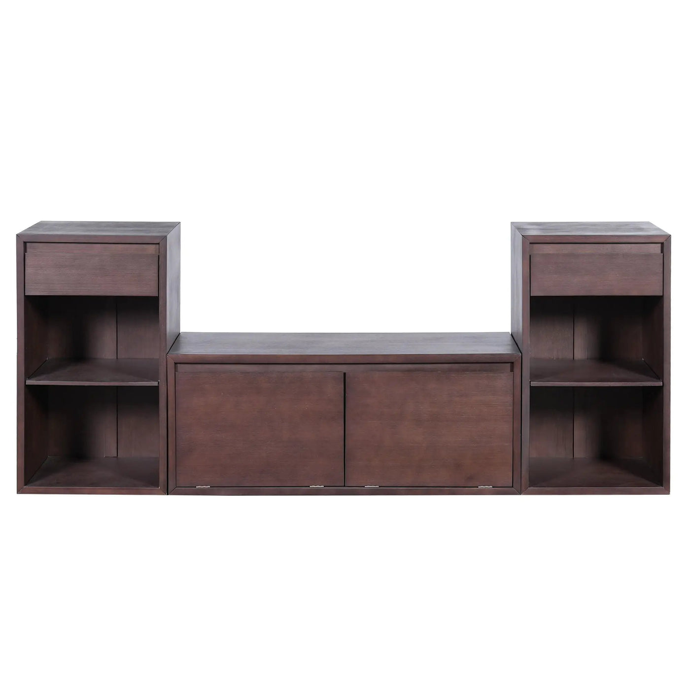 Entryway Storage Bench With Cushion, Drawers & Open Shelves by HouseOfZazla
