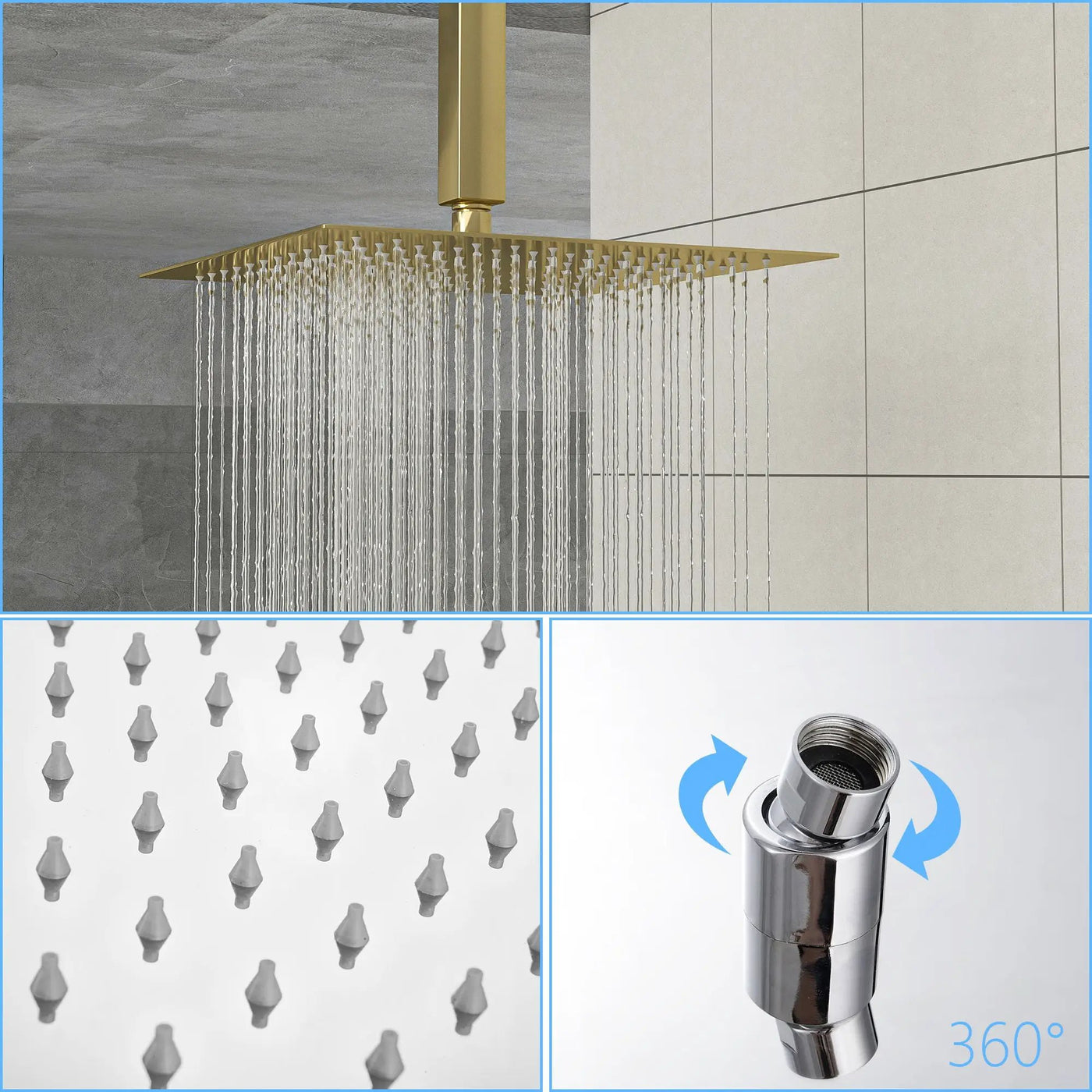 Dual Shower Head System With Ceiling Mount And Rough In Valve by HouseOfZazla