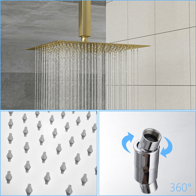 Dual Shower Head System With Ceiling Mount And Rough In Valve by HouseOfZazla