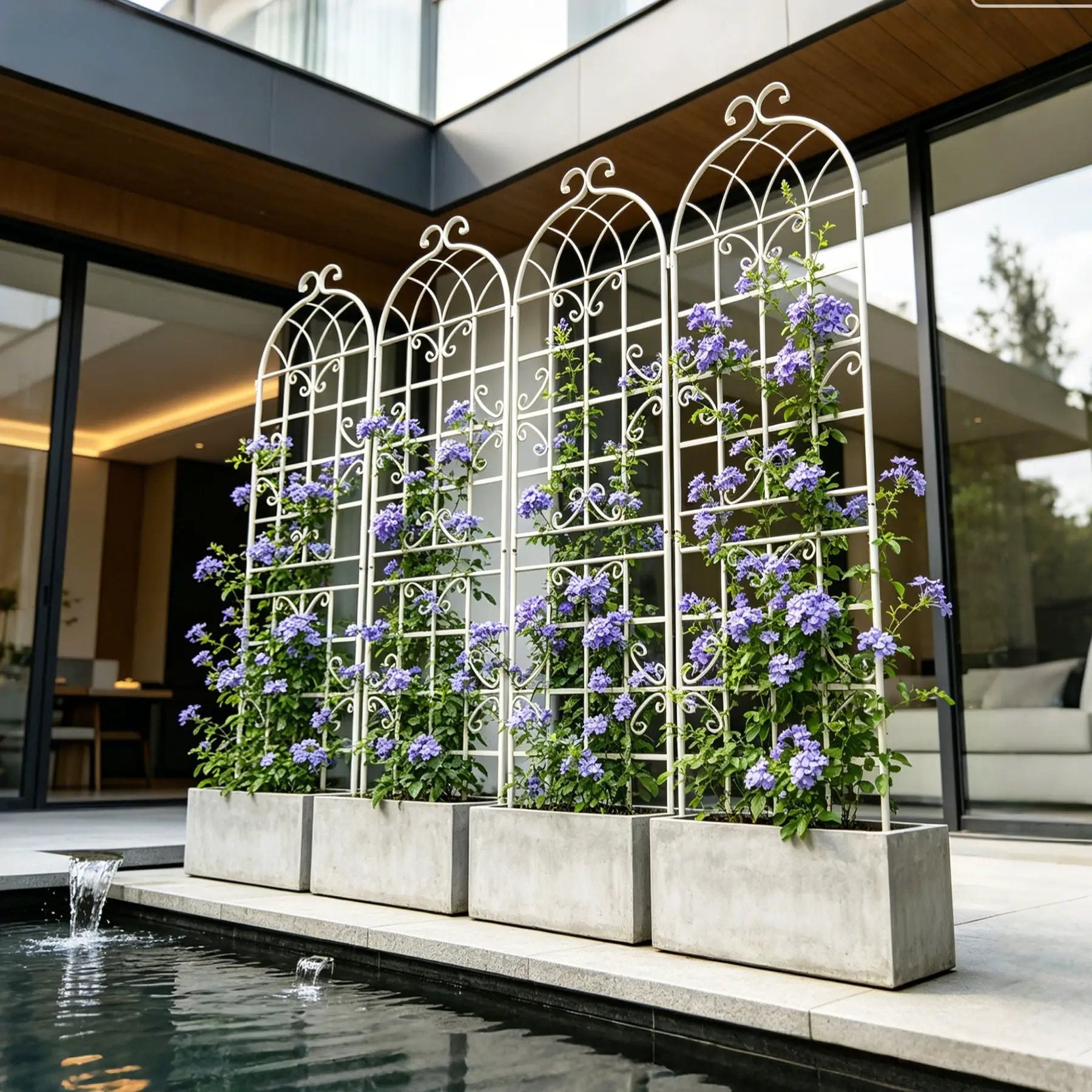 Metal Garden Rustproof Trellis For Climbing Plants Outdoor Flower Support by Unique Piece Furniture